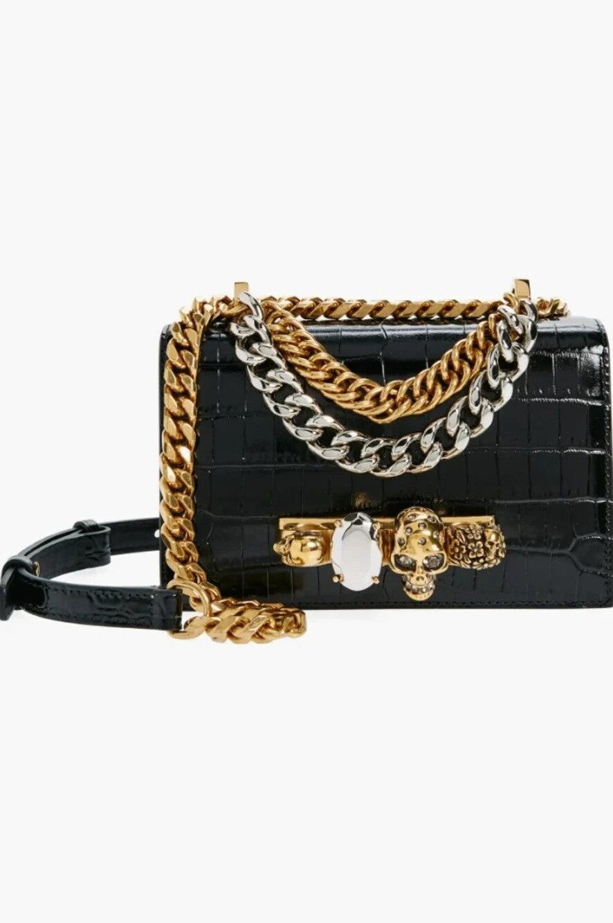 7417 - Alexander McQueen Croc embossed Satchel Bag - New in Box